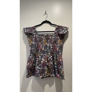 Jude Connally Peplum Top Women’s Size XL Floral Print Babydoll Shirred